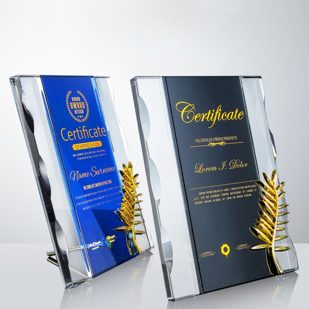 水晶授權獎牌 雙色可選 黑色 藍色