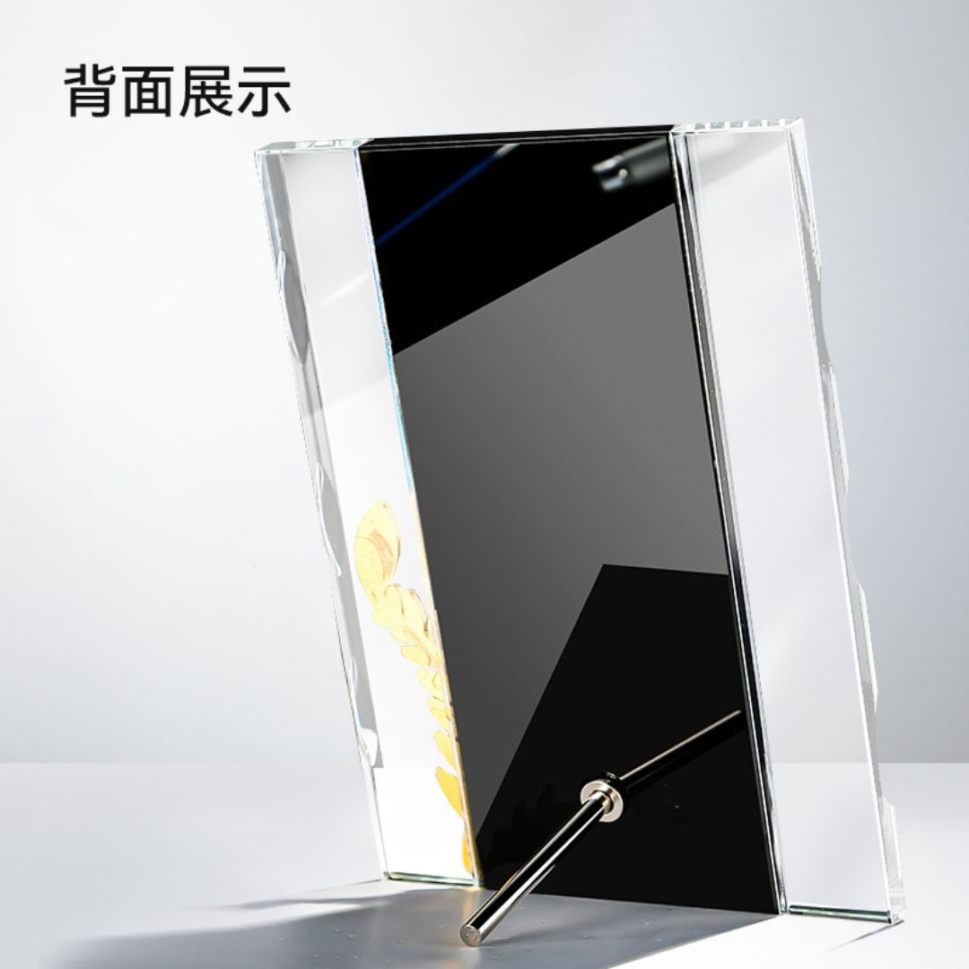 水晶授權獎牌 背面展示 可拆卸支架